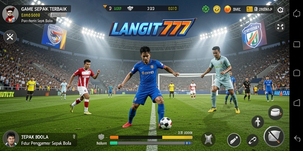 Tampilan gameplay LANGIT777 yang penuh aksi sepak bola.