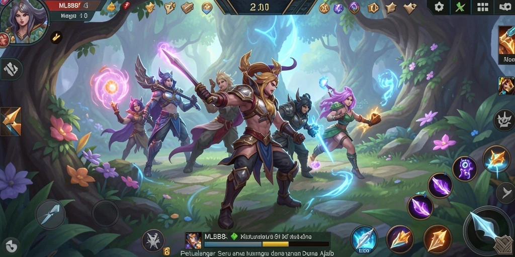 Tampilan gameplay utama MLBB8 yang menampilkan petualangan seru.