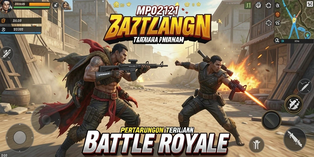Screenshot menampilkan aksi intens di lapangan Battle Royale.
