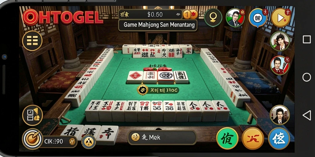 Tampilan gameplay OHTOGEL dengan berbagai ubin Mahjong yang berwarna.